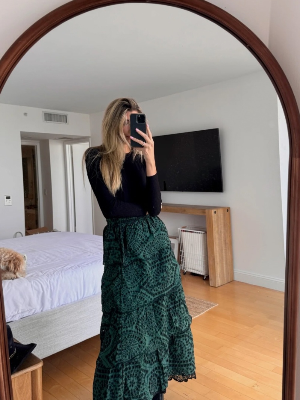 Eyelet Layered Skirt Green